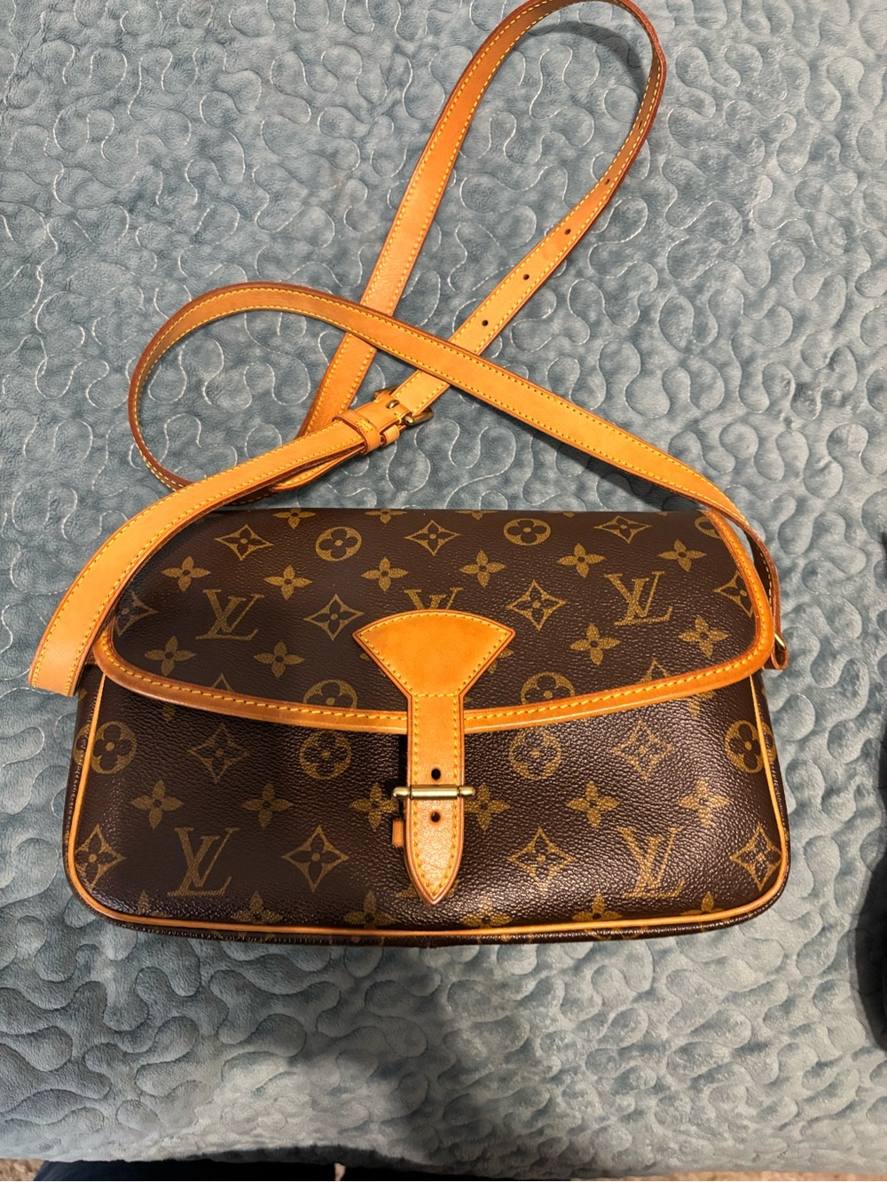Louis Vuitton Monogram Crossbody Bag in Brown and Tan Leather Trim